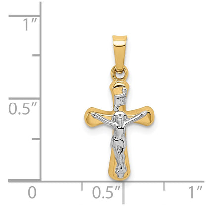14k Yellow & Rhodium 14k w/Rhodium Polished INRI Rounded Crucifix Pendant