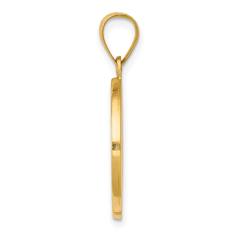 14k Yellow Gold 14K Polished Satin Hollow Divino Nino Round Medal Pendant