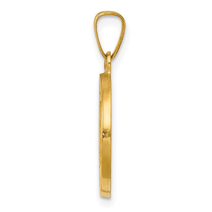 14k Yellow Gold 14K Polished Satin Hollow Divino Nino Round Medal Pendant