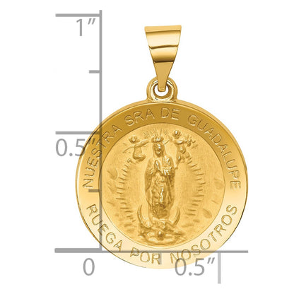 14k Yellow Gold 14K Polished/Satin Spanish Our Lady Guadalupe Hollow Medal