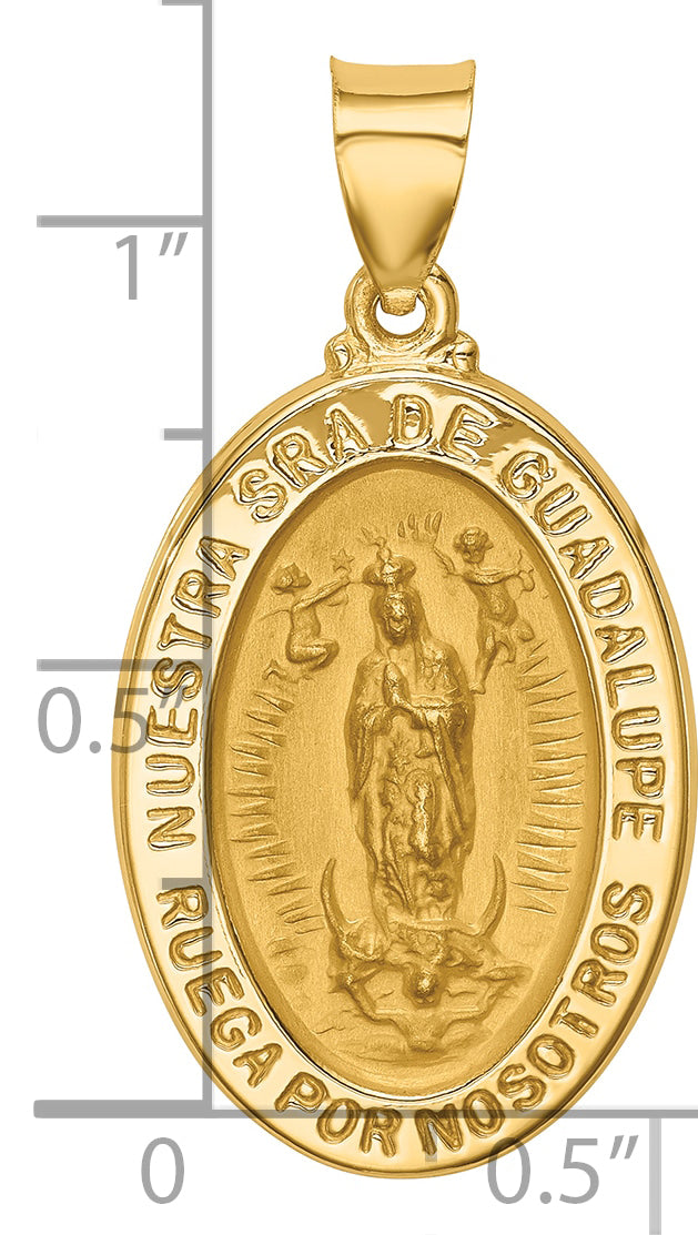 14k Yellow Gold 14K Polish/Satin Hollow Spanish Lady Of Guadalupe Medal Pendant