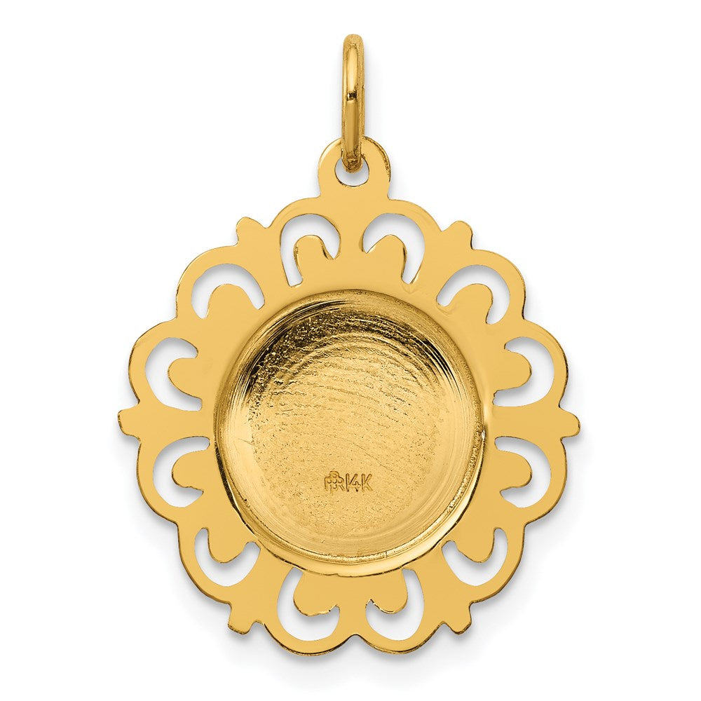 14k Yellow Gold 14k Polished/Satin Spanish Guardian Angel Medal Hollow Pendant