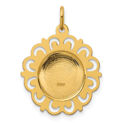 14k Yellow Gold 14k Polished/Satin Spanish Guardian Angel Medal Hollow Pendant