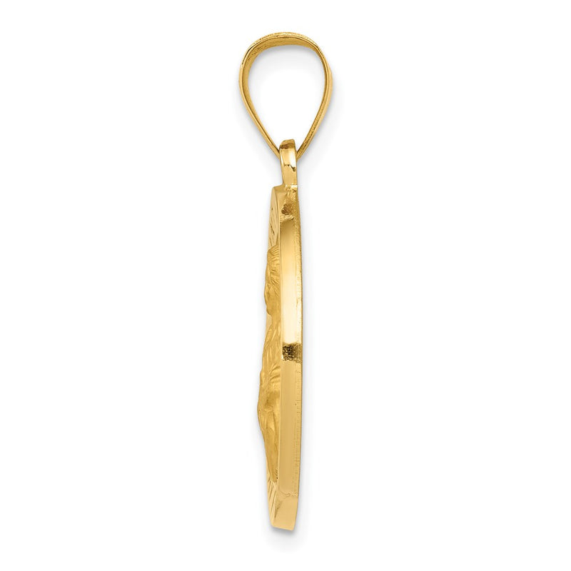 14k Yellow Gold 14K Polished/Satin St. Agatha Hollow Medal Pendant