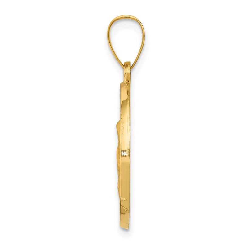 14k Yellow Gold 14K Polished/Satin Hollow Spanish Saint Anne Medal Pendant