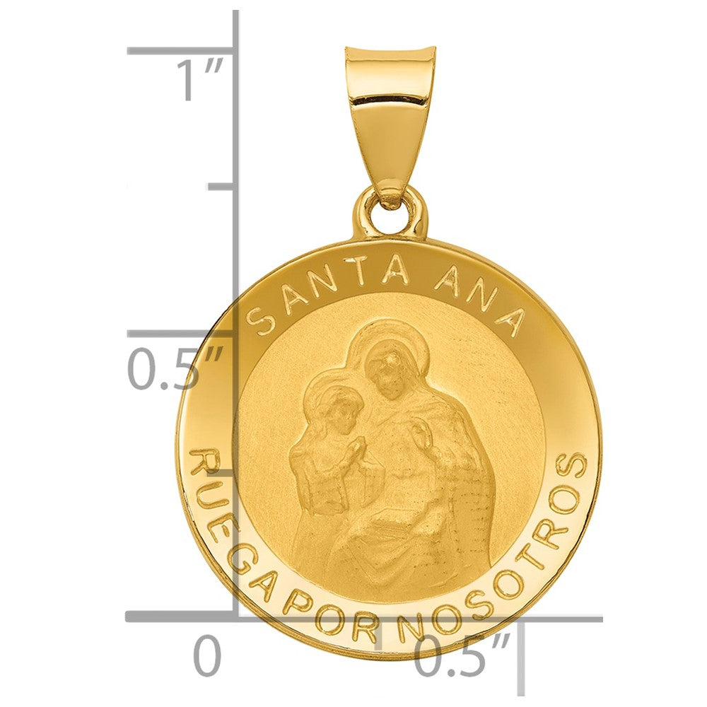 14k Yellow Gold 14K Polished/Satin Hollow Spanish Saint Anne Medal Pendant