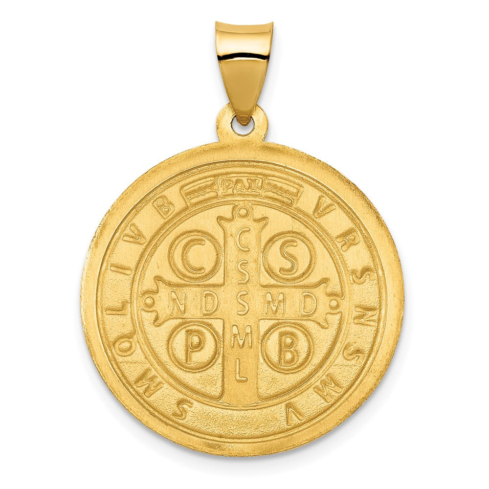 14k Yellow Gold 14K Polished/Satin St. Benedict Reversible Hollow Medal
