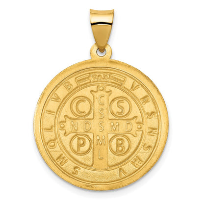 14k Yellow Gold 14K Polished/Satin St. Benedict Reversible Hollow Medal
