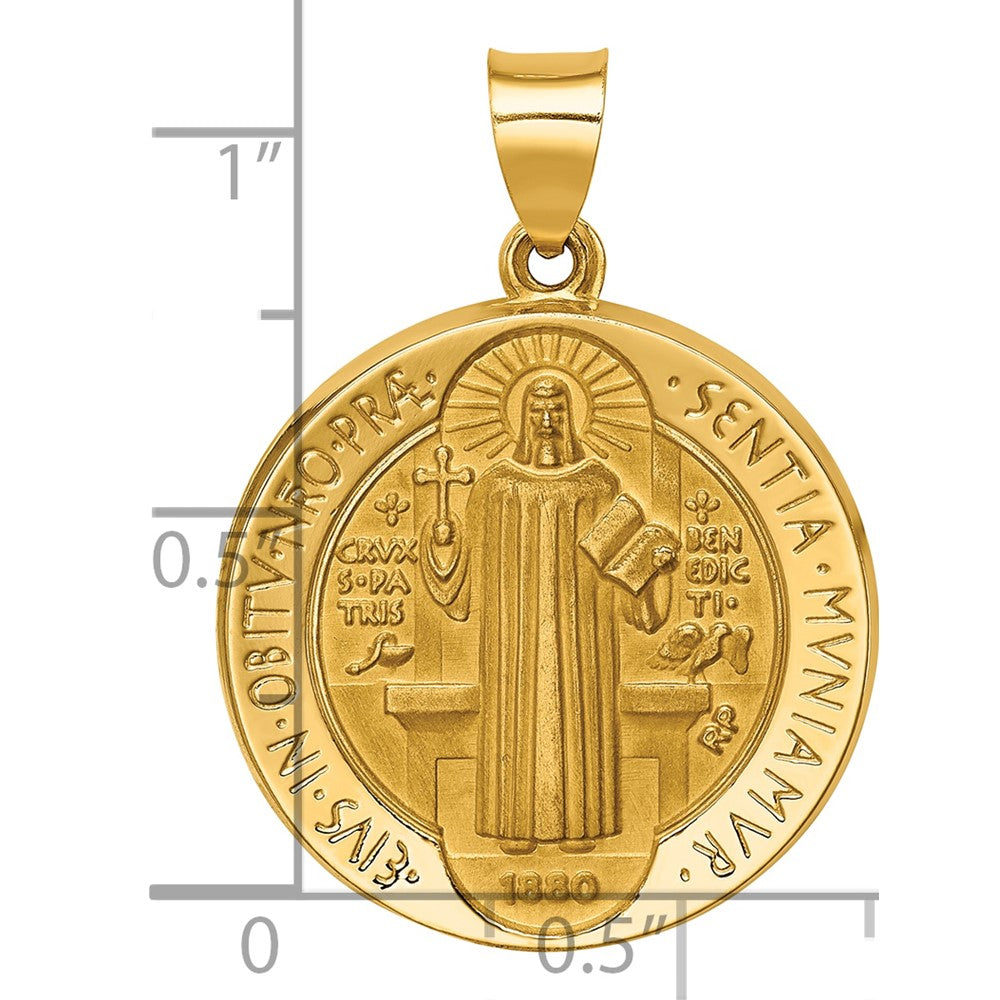 14k Yellow Gold 14K Polished/Satin St. Benedict Reversible Hollow Medal