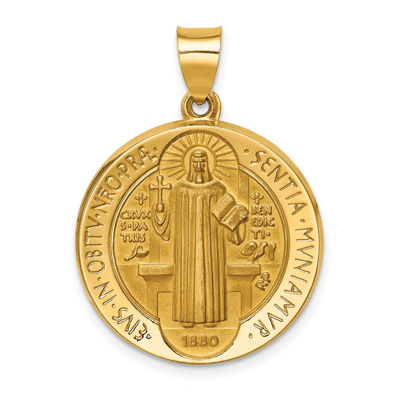 14k Yellow Gold 14K Polished/Satin St. Benedict Reversible Hollow Medal
