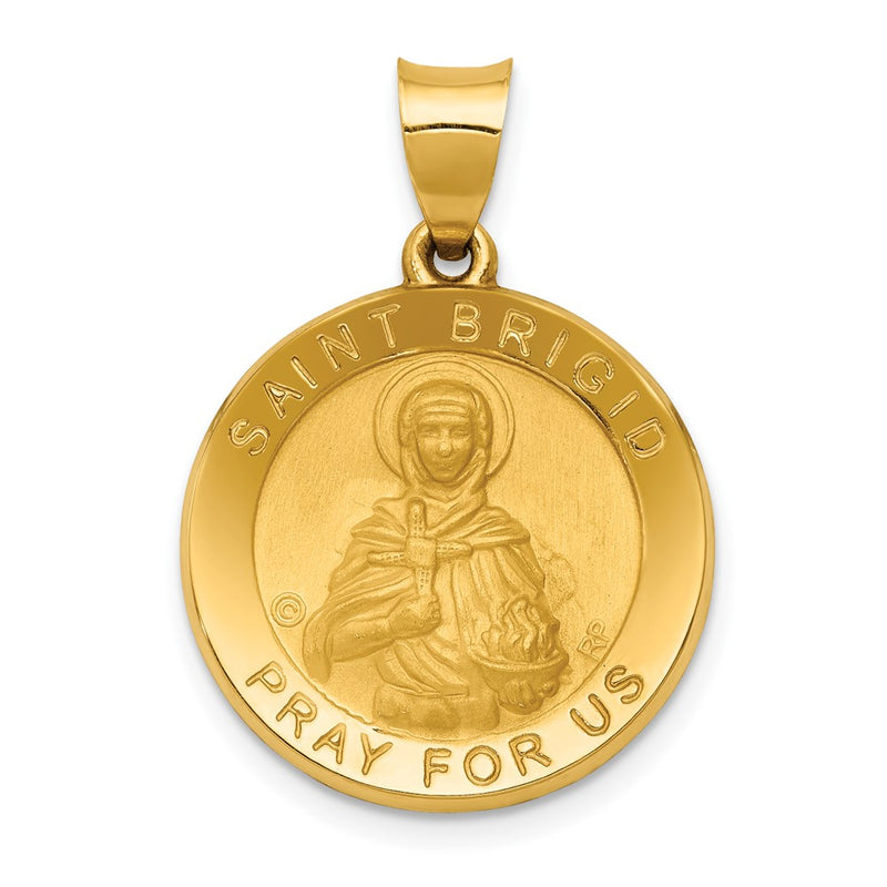 14k Yellow Gold 14K Polished/Satin St. Brigid Hollow Medal Pendant