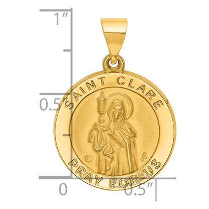 14k Yellow Gold 14K Polished/Satin St. Clare Hollow Medal Pendant