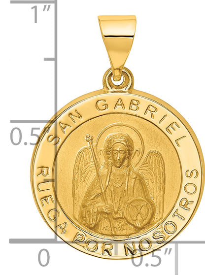 14k Yellow Gold 14K Polished/Satin Hollow Spanish St. Gabriel Medal Pendant