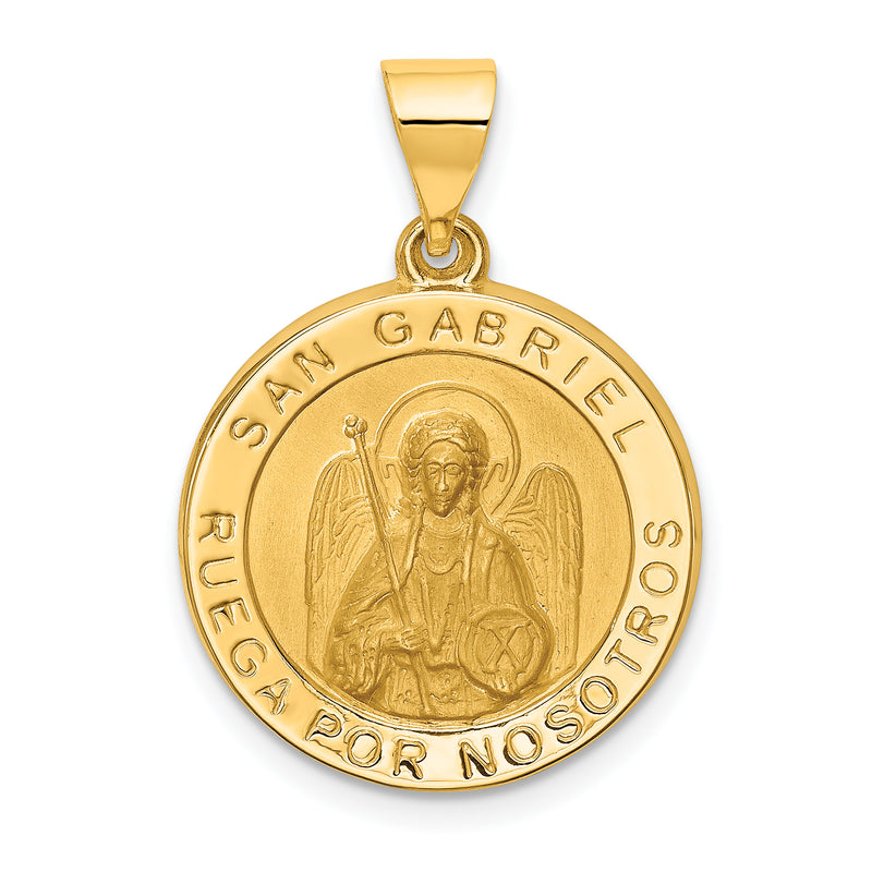 14k Yellow Gold 14K Polished/Satin Hollow Spanish St. Gabriel Medal Pendant