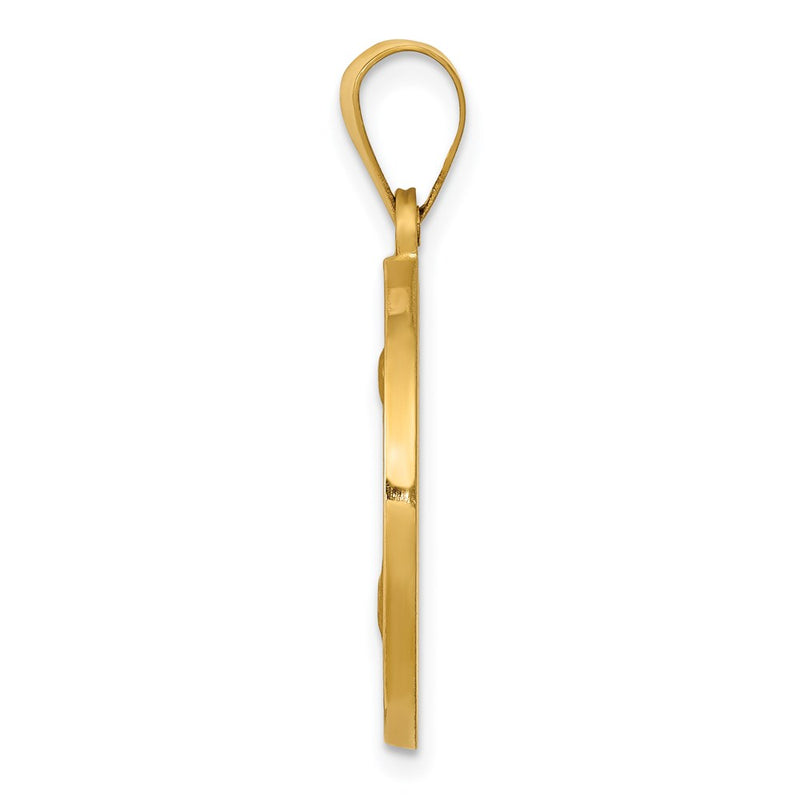 14K Yellow Gold Polished/Satin Hollow Spanish San Jose Medal Pendant