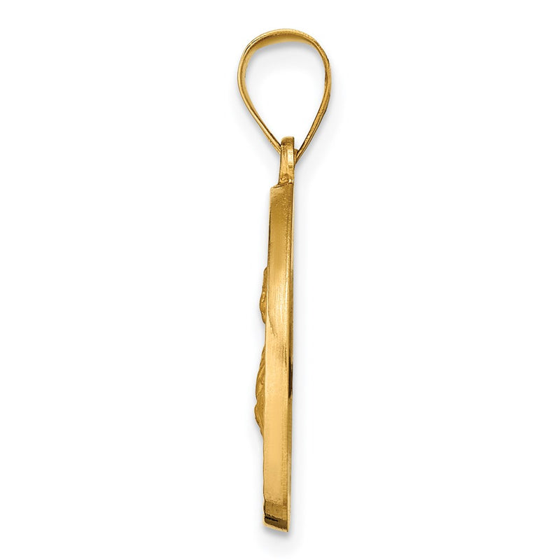 14K Yellow Gold Polished / Satin Hollow Spanish St. Lucy Medal Pendant