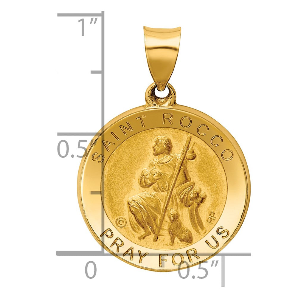 14k Yellow Gold 14K Polished / Satin St. Rocco Hollow Medal Pendant
