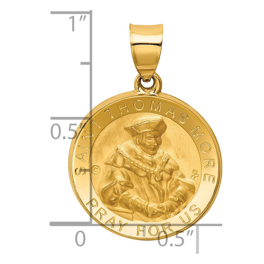 14k Yellow Gold 14K Polished / Satin St. Thomas More Hollow Medal Pendant