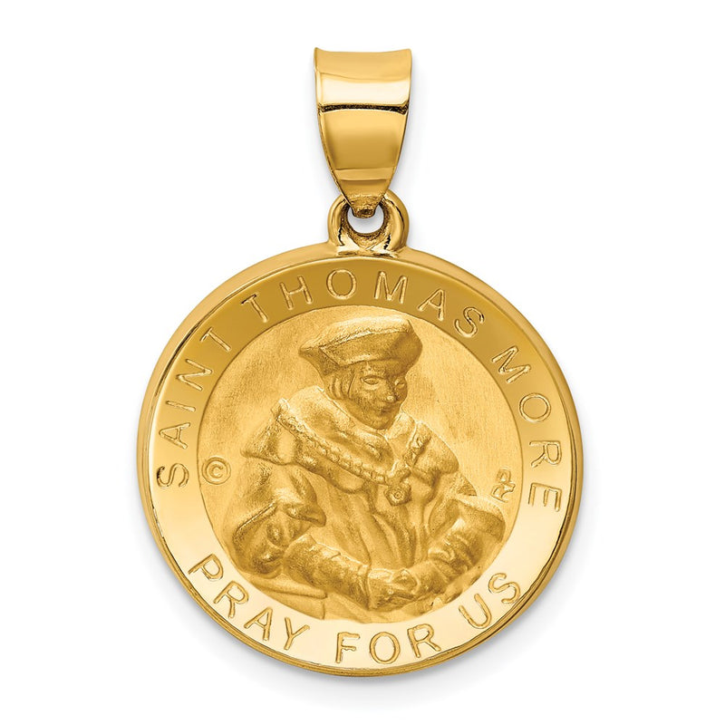 14k Yellow Gold 14K Polished / Satin St. Thomas More Hollow Medal Pendant