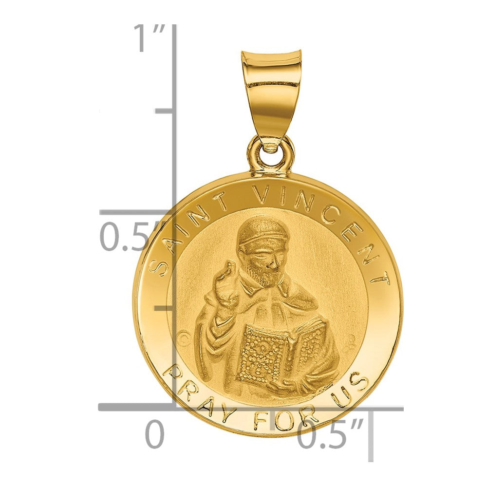 14k Yellow Gold 14K Polished / Satin St. Vincent Hollow Medal Pendant