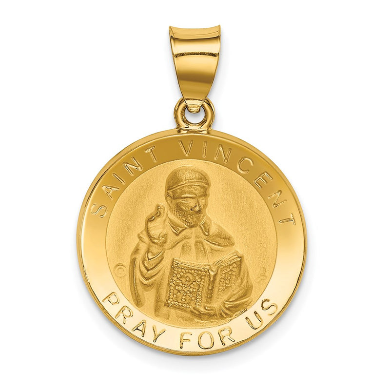 14k Yellow Gold 14K Polished / Satin St. Vincent Hollow Medal Pendant