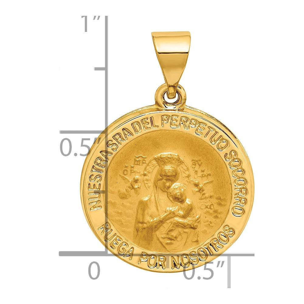 14k Yellow Gold 14K Hollow Polished/Satin Spanish Perpetuo Socorro Medal