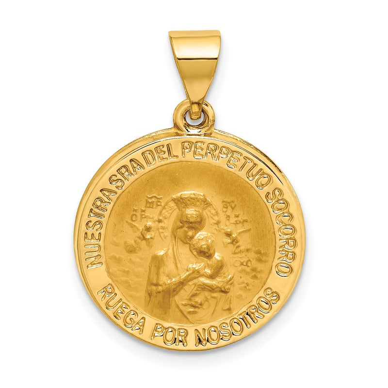 14k Yellow Gold 14K Hollow Polished/Satin Spanish Perpetuo Socorro Medal