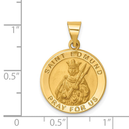14k Yellow Gold 14k Hollow Polished/Satin Round St. Edmund Medal