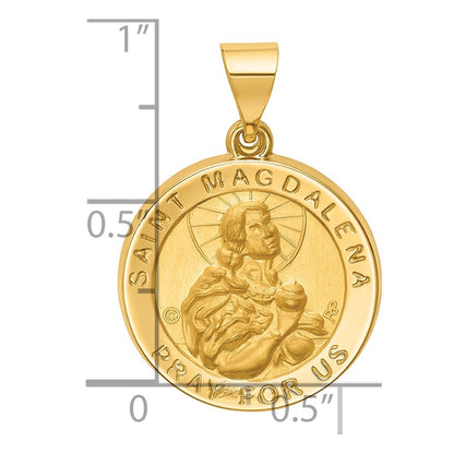 14k Yellow Gold 14k Hollow Polished/Satin Round St. Magdalena Medal