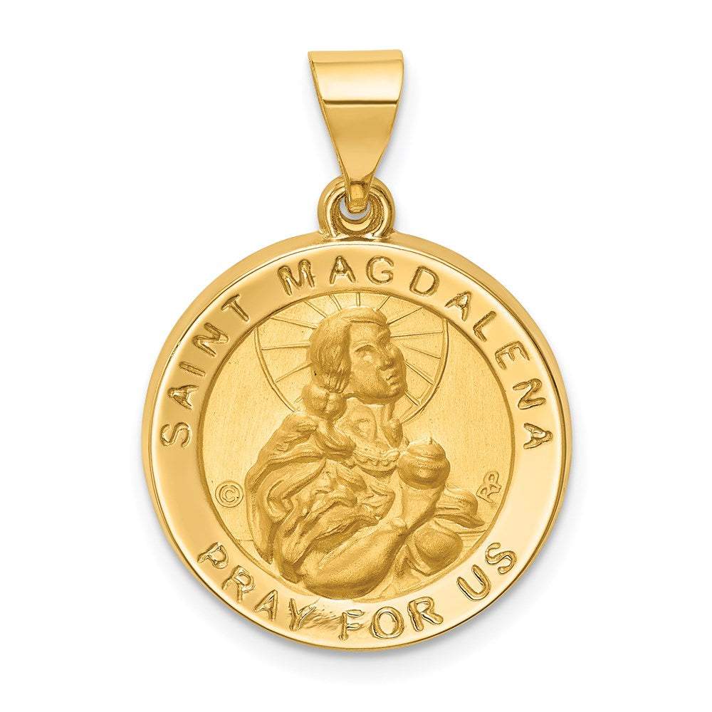 14k Yellow Gold 14k Hollow Polished/Satin Round St. Magdalena Medal