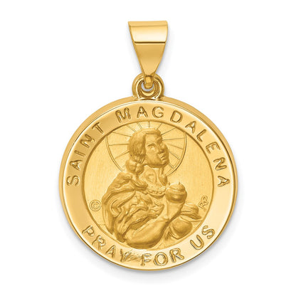 14k Yellow Gold 14k Hollow Polished/Satin Round St. Magdalena Medal