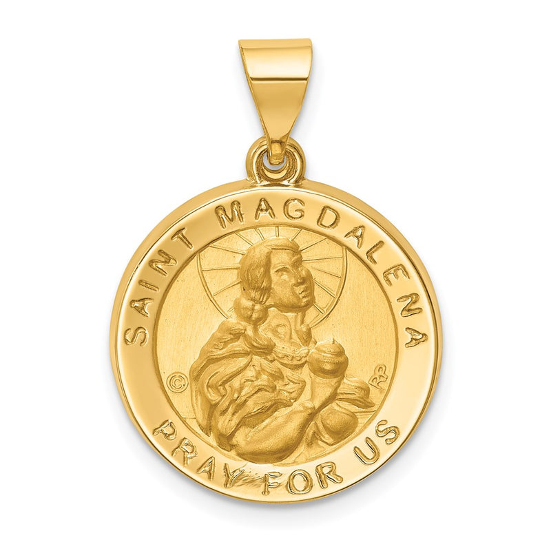 14k Yellow Gold 14k Hollow Polished/Satin Round St. Magdalena Medal