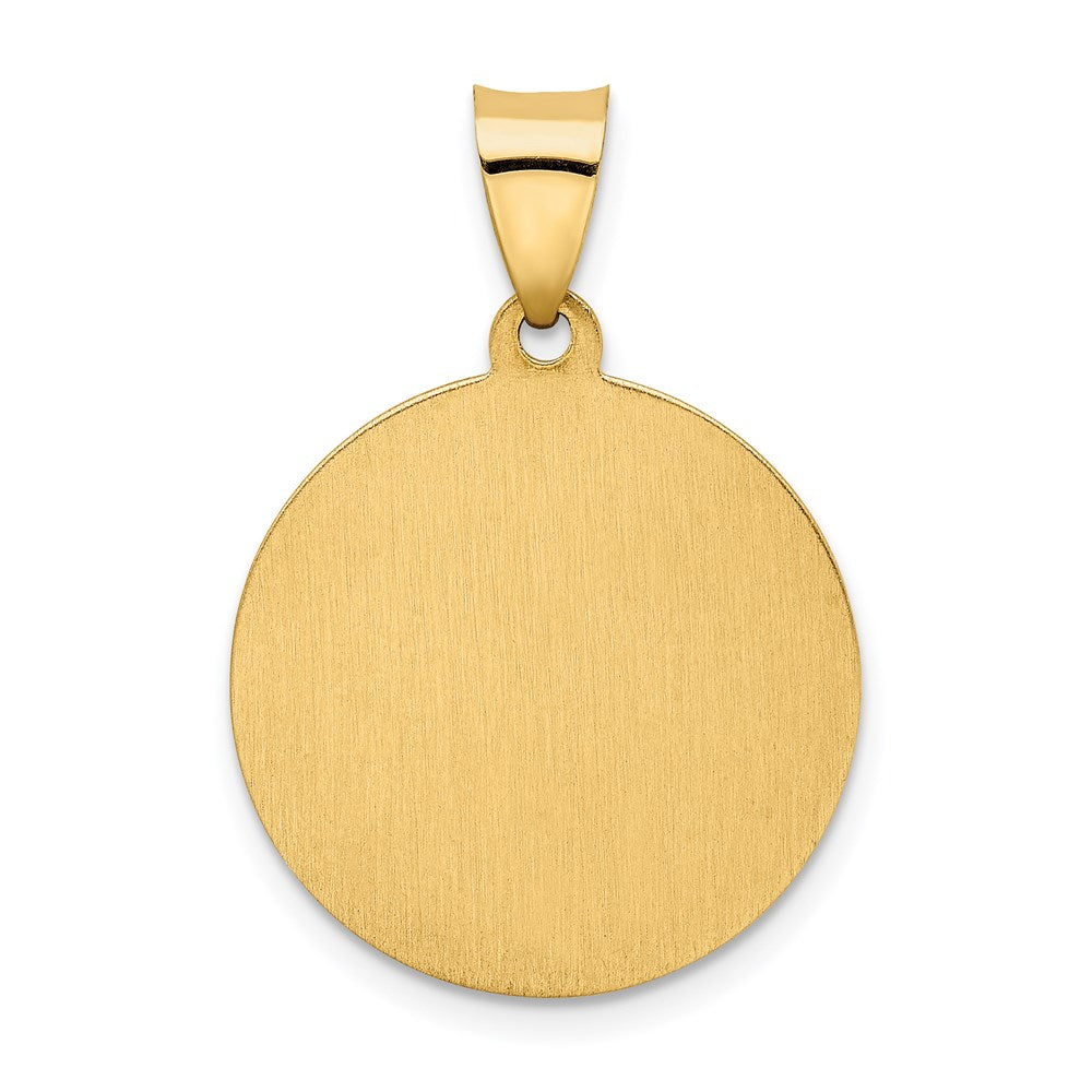14K Yellow Gold Hollow Polished/Satin Round Spanish San Miguel Medal