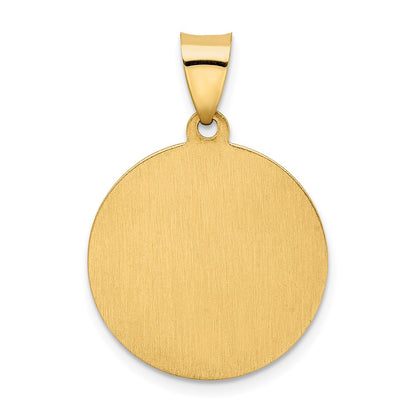 14K Yellow Gold Hollow Polished/Satin Round Spanish San Miguel Medal