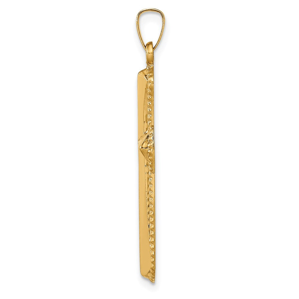 14k Yellow Gold 14k Hollow Polished Beaded Edge Cross