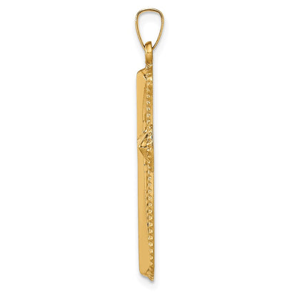 14k Yellow Gold 14k Hollow Polished Beaded Edge Cross