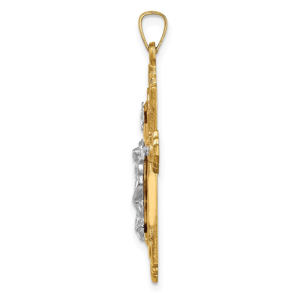 14k Two-tone 14k Two-tone Hollow Polished Fleur de Lis Crucifix