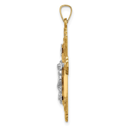 14k Two-tone 14k Two-tone Hollow Polished Fleur de Lis Crucifix