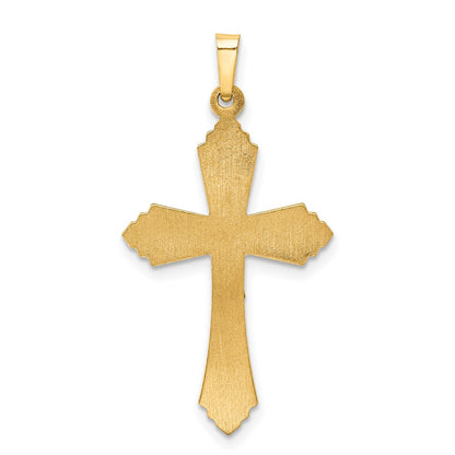 14k Two-tone 14k Two-tone Hollow Polished Fleur de Lis Crucifix