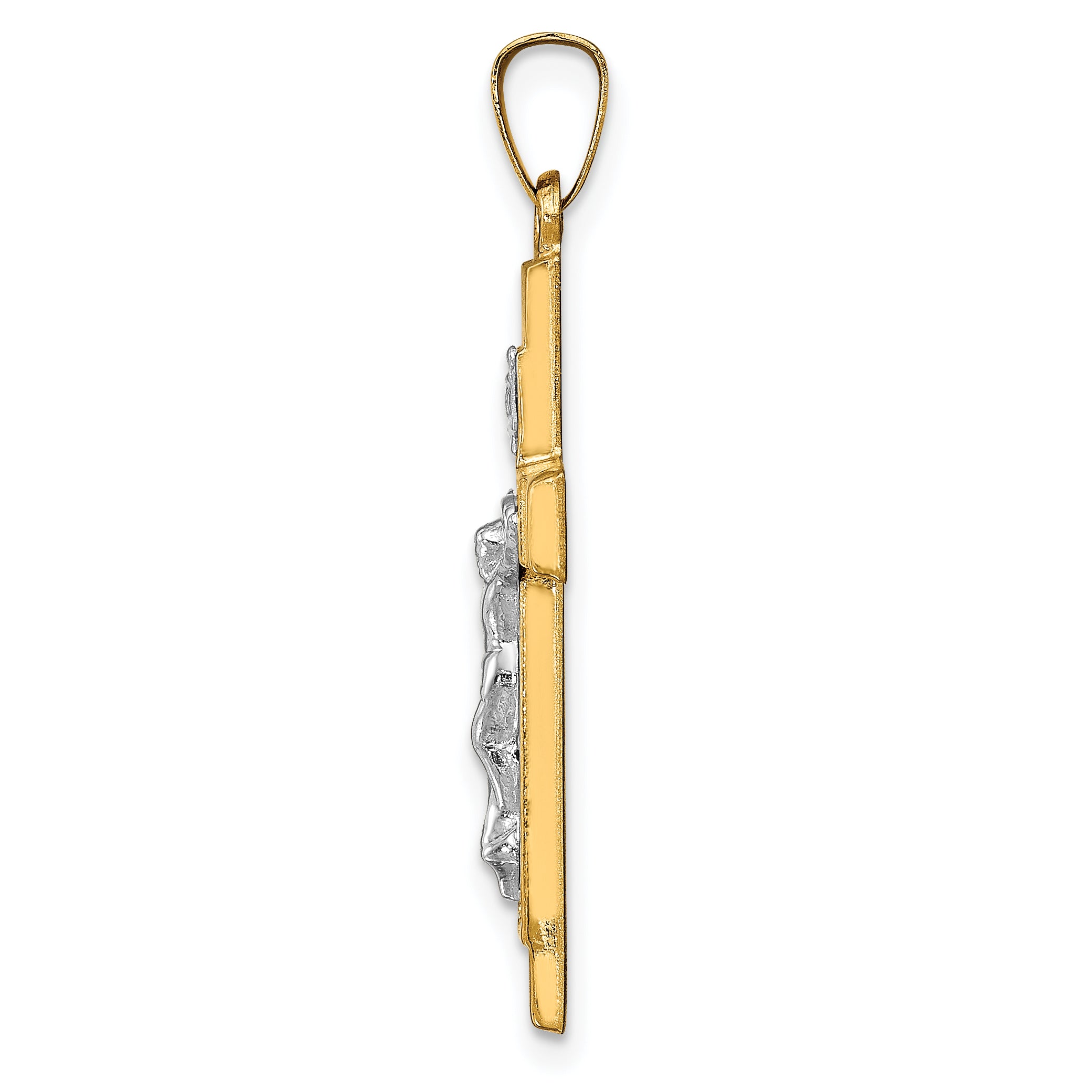 14k Two-tone 14k Two-tone Hollow Polished Textured Latin Crucifix