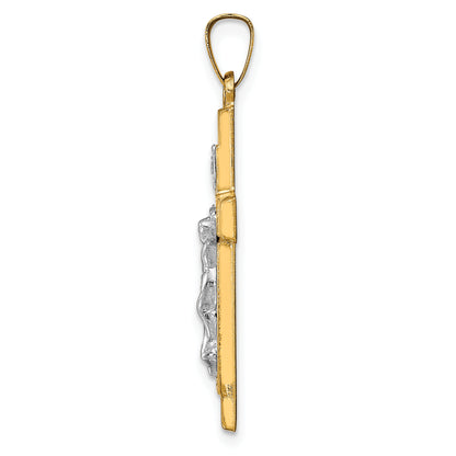 14k Two-tone 14k Two-tone Hollow Polished Textured Latin Crucifix