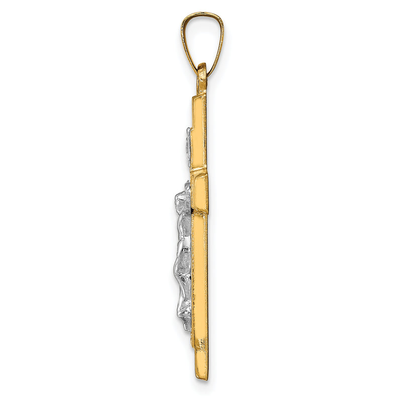 14k Two-tone 14k Two-tone Hollow Polished Textured Latin Crucifix