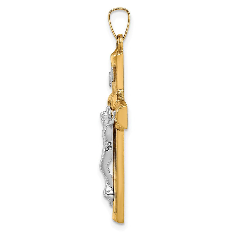 14K Two Tone Hollow Polished Center X Crucifix