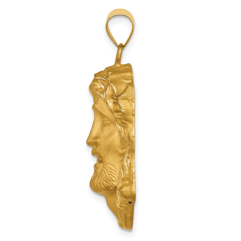14k Yellow Gold 14k Hollow Polished/Satin Large Jesus Medal