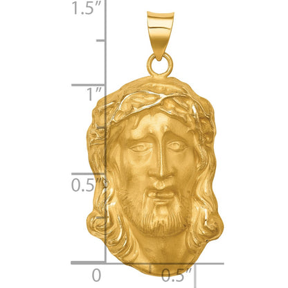 14k Yellow Gold 14k Hollow Polished/Satin Large Jesus Medal