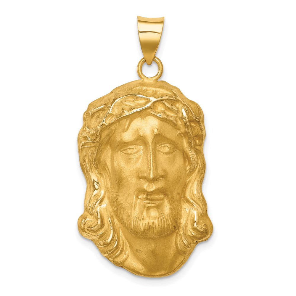 14k Yellow Gold 14k Hollow Polished/Satin Large Jesus Medal