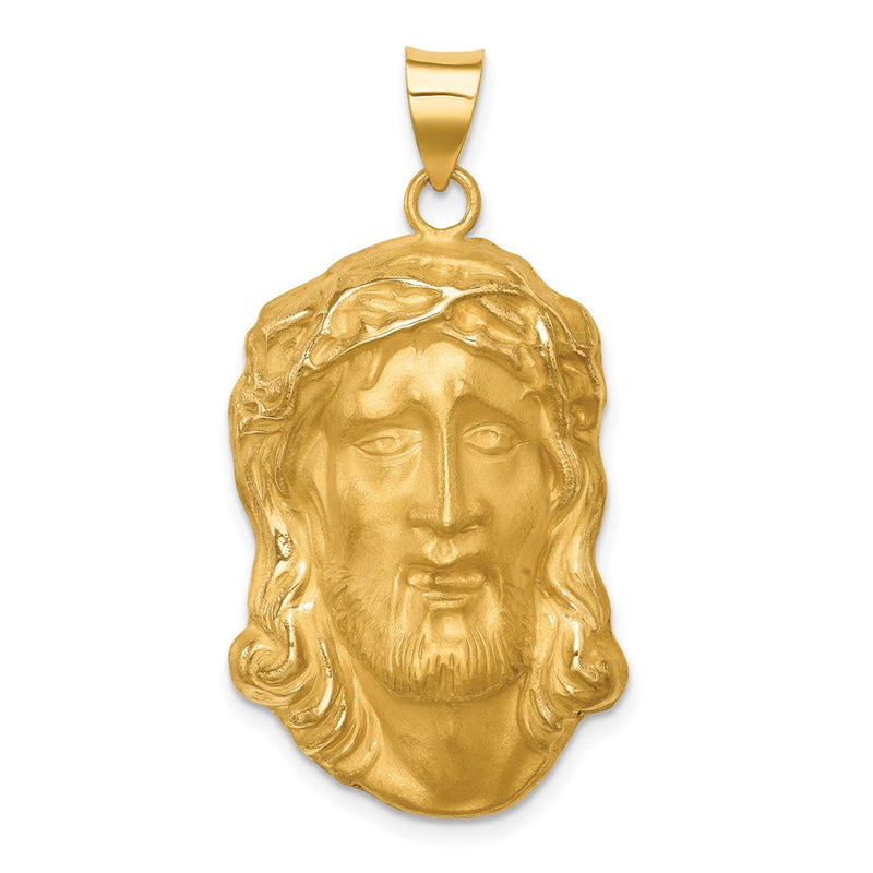 14k Yellow Gold 14k Hollow Polished/Satin Large Jesus Medal