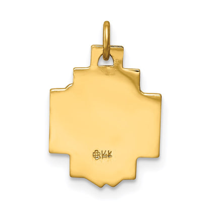 14k Yellow Gold 14k Hollow Polished/Satin Small Jesus Cross Medal