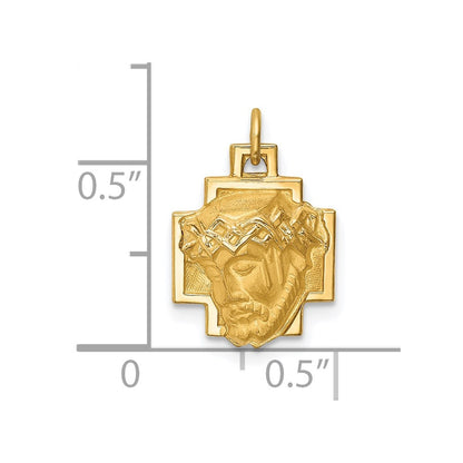 14k Yellow Gold 14k Hollow Polished/Satin Small Jesus Cross Medal