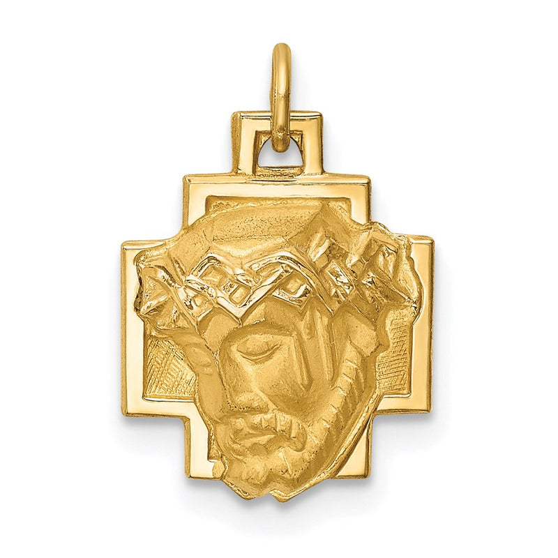 14k Yellow Gold 14k Hollow Polished/Satin Small Jesus Cross Medal